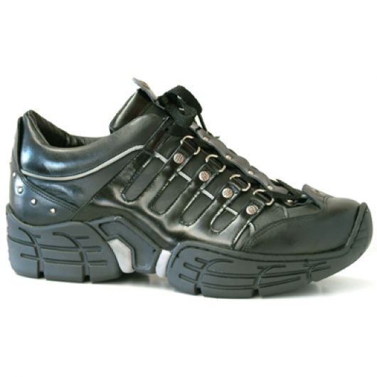New Rock Boots 3107 Itali Negro Charol Negro Ribete Reflectante Crash Negro Per