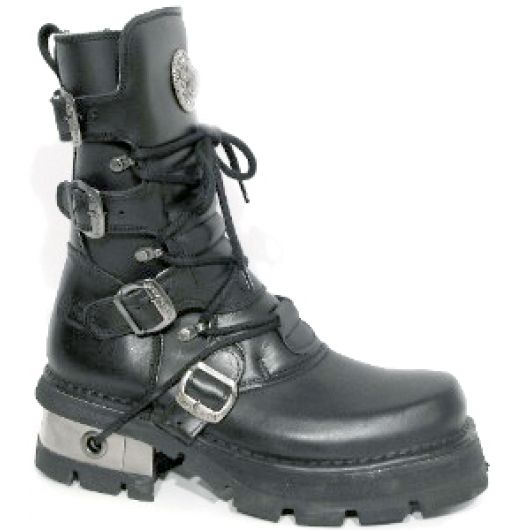 New Rock Boots 373-S1 Itali y Pulik Negro Planing Negro M3 Acero