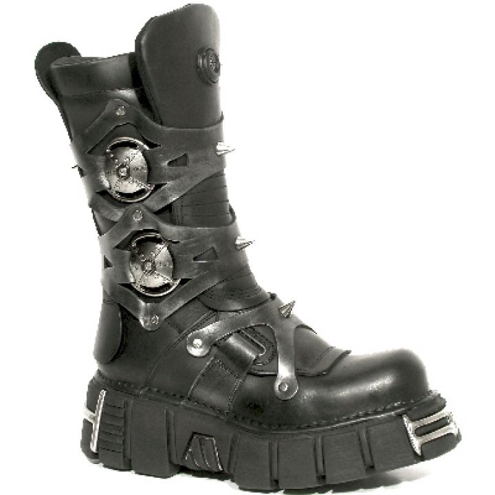 New Rock Boots 739 Itali Negro y Pulik Acero Tower Negro Acero