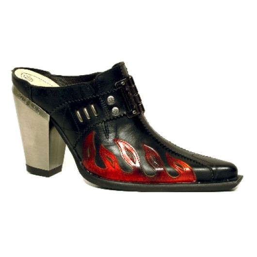 New Rock Boots 7905 Itali Negro y Lux Fuego Bull Negro y Tacon Acero