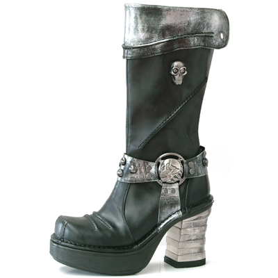 New Rock Boots 8309 Itali Negro Box Plane Plataforma NRK Negro Bandas Acero