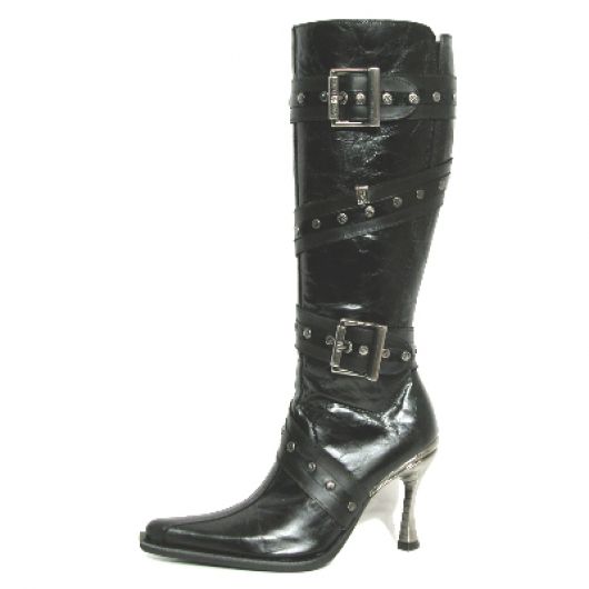 New Rock Boots 9029 Nomada Negro e Itali Negro Hoja Negro Tacon Salsa Acero