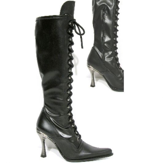 New Rock Boots 9053 Itali Negro y Piel Elastica Negra Hoja Goma Tacon Salsa Ace