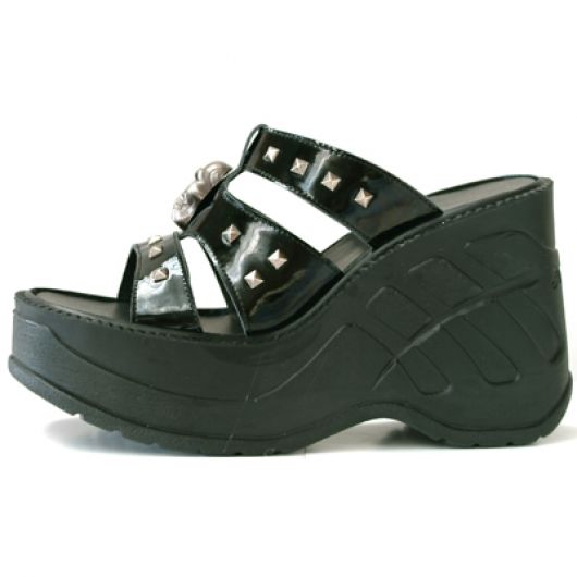 New Rock Boots 9804 Charol Negro Liso Cuña Sport Negro