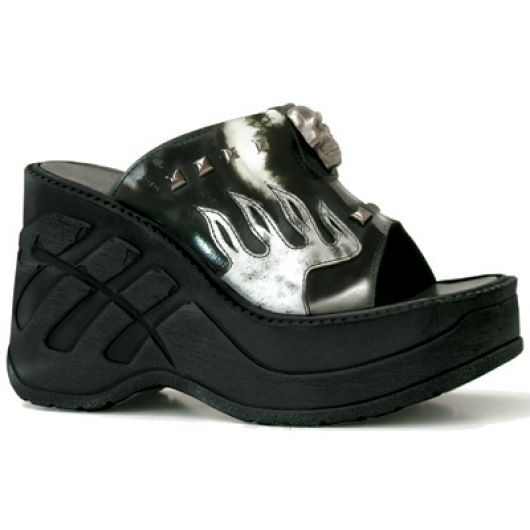 New Rock Boots 9806 Charol Negro Box Plane Cuña Sport Negro