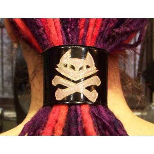 Dread Cuff/ Wrist Cuff - Pirate Kitty Cross Bones