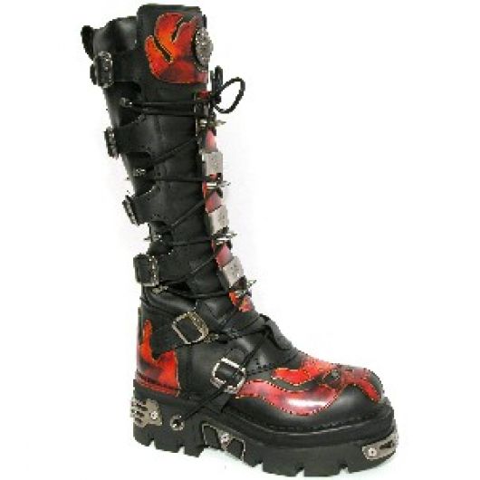 New Rock Boots 161-1 Itali Negro y Antic Fuego Reactor Negro E14 Toberas