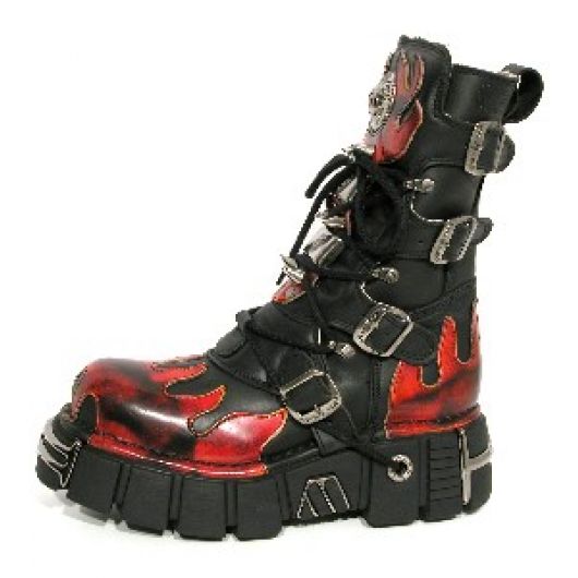 New Rock Boots 163 Itali Negro Antic Fuego Tower Negro Acero