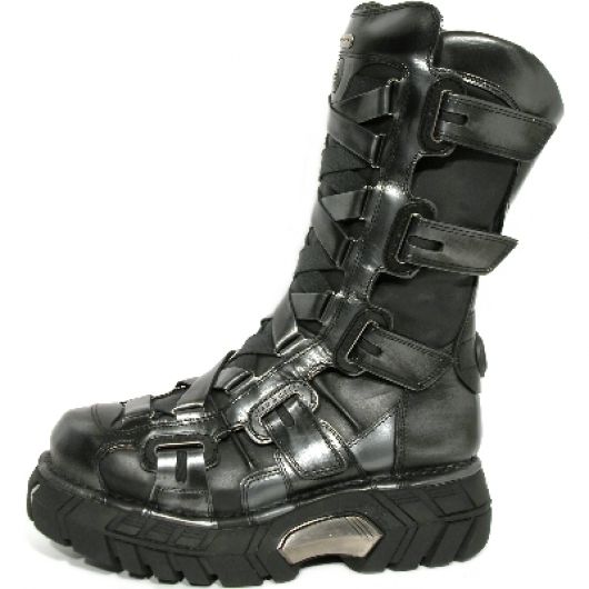 New Rock Boots 189 Pulik Acero e Itali Negro Trailer Negro Acero