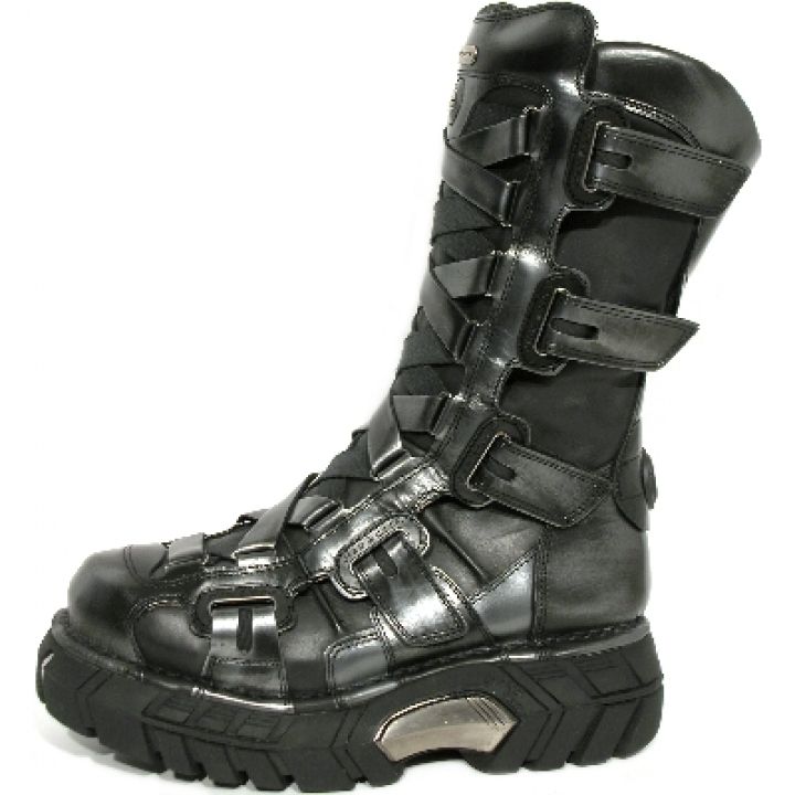 New Rock Boots 189 Pulik Acero e Itali Negro Trailer Negro Acero