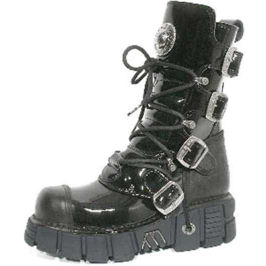 New Rock Boots 313 Itali Negro y Charol Negro, Tower Negro Acero
