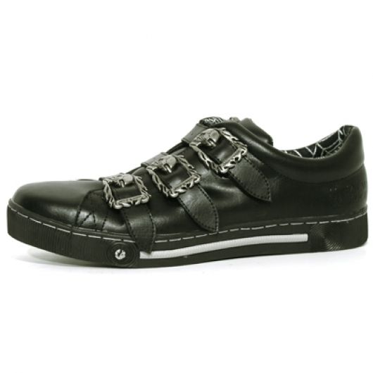 New Rock Boots 45693 Itali Negra Skull Negro Gris