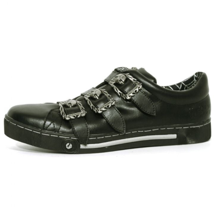 New Rock Boots 45693 Itali Negra Skull Negro Gris