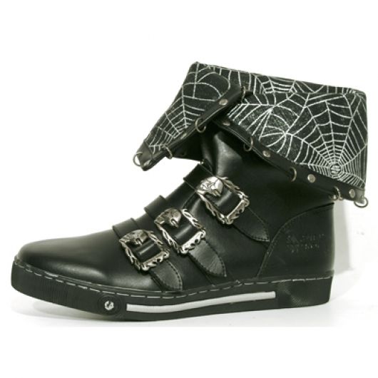 New Rock Boots 45694 Piel Negra Skull Negro Gris