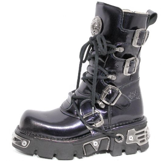 New Rock Boots 373-S4 Antic Morado Reactor Negro Toberas Orificio Y Canal