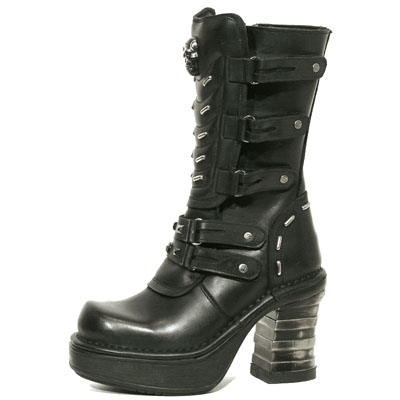New Rock Boots 8317 Itali y Nomada Negro Plataf NRK Negro Tacon Bandas Acero Negro