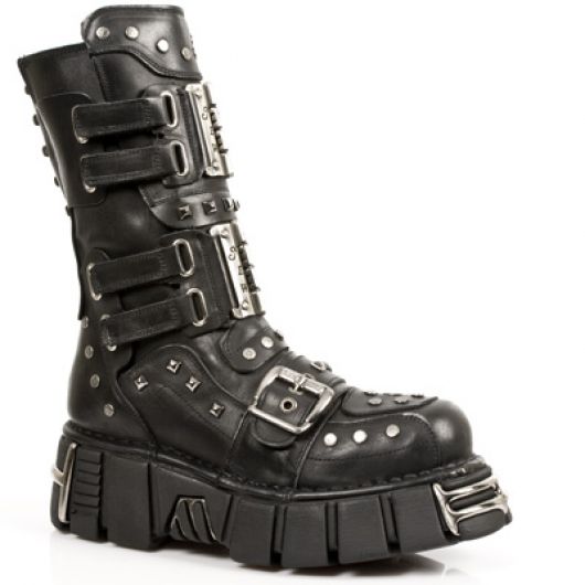 New Rock Boots 794 PULIK E ITALI NEGRO, TOWER NEGRO ACERO