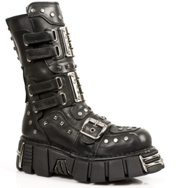 New Rock Boots 794 PULIK E ITALI NEGRO, TOWER NEGRO ACERO