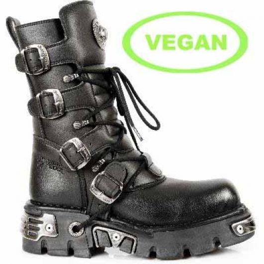 New Rock Boots 373 S7 VEGAN NEGRO, REACTOR NEGRO TOBERAS OR (TODO SINTETICO)