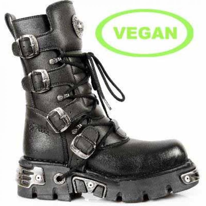 New Rock Boots 373 S7 VEGAN NEGRO, REACTOR NEGRO TOBERAS OR (TODO SINTETICO)