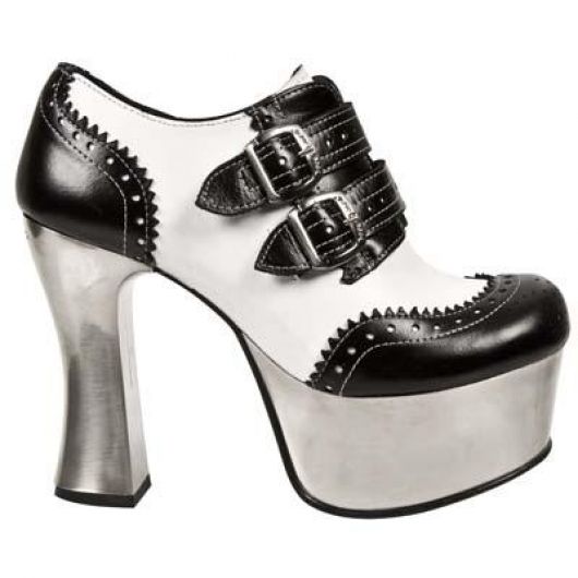 New Rock Boots M.DK020-C10 NOMADA NEGRO NAPA BLANCA PL DARK METAL ACERO T A