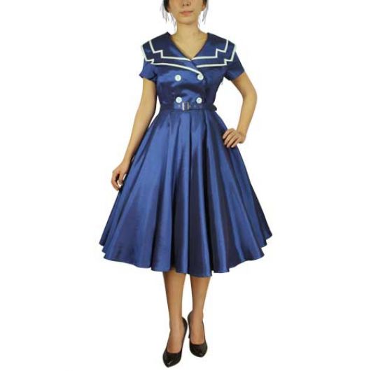 Chicstar Vintage Sailor Swing Dress - Blue