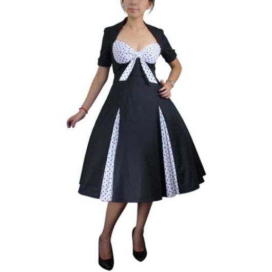 Chicstar Polka-dot Swing Dress black w/white