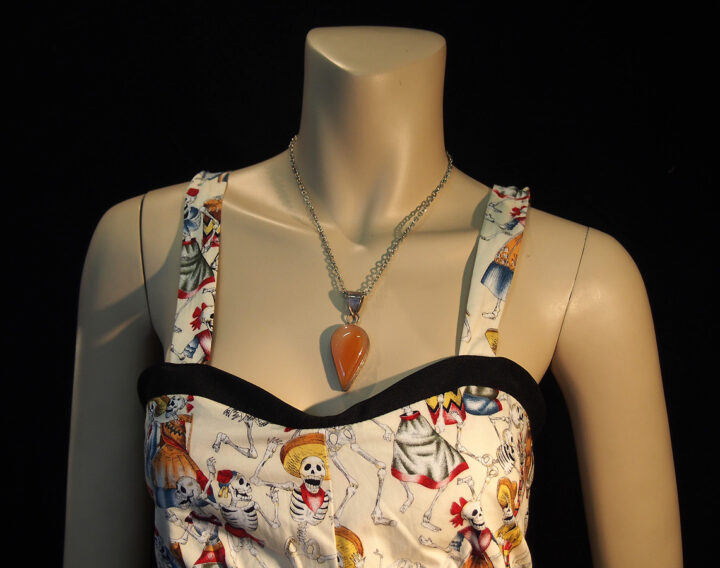 Rockabilly The Day of the Dead strap dress - cream