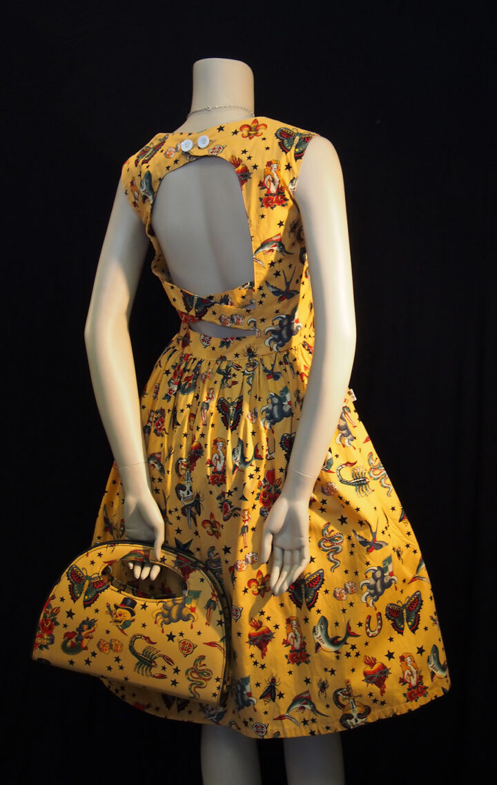 Rockabilly Mermaids and Swallows Backless Dress