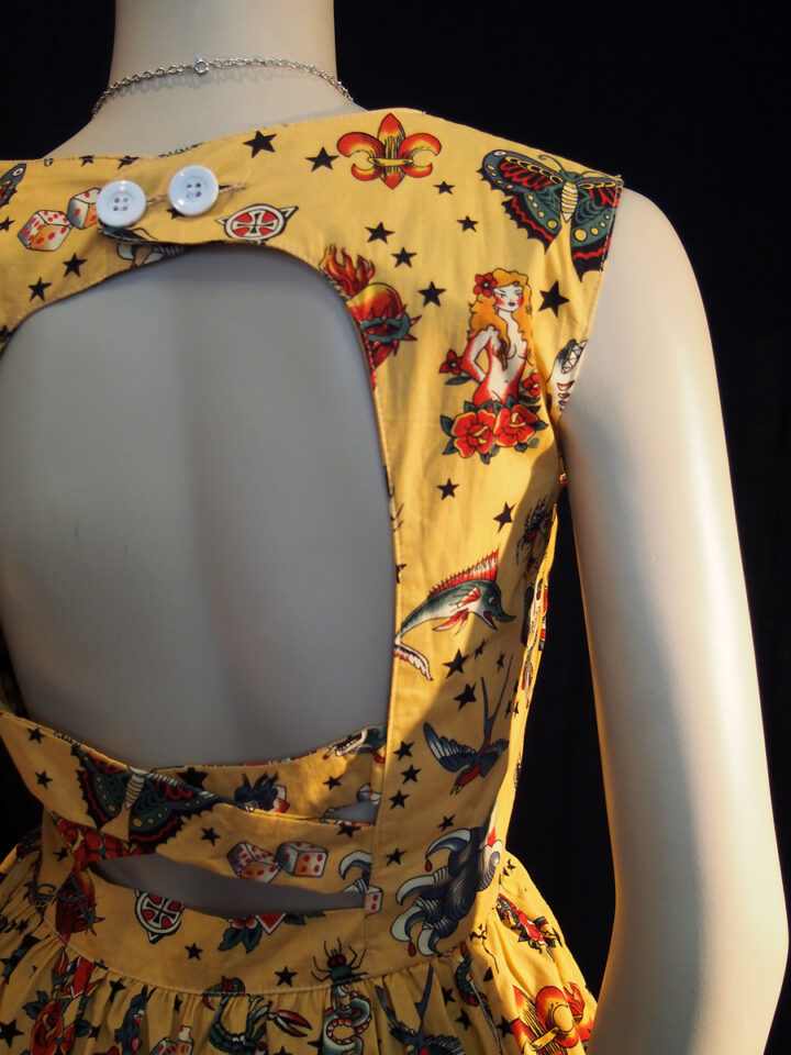 Rockabilly Mermaids and Swallows Backless Dress