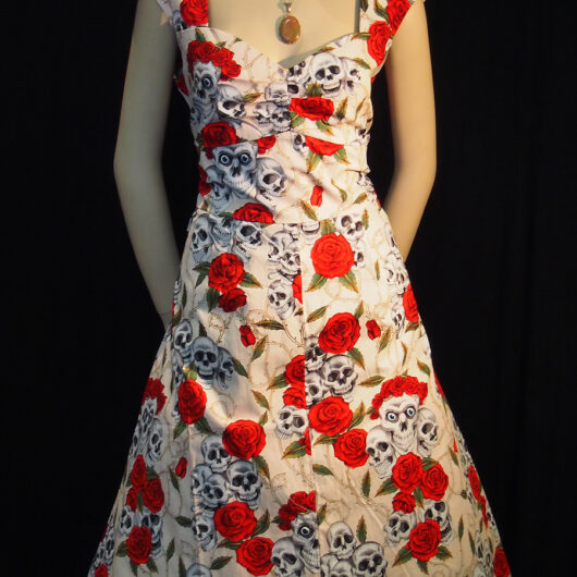 Rockabilly Skulls and Roses Flesh Sweetheart Dress