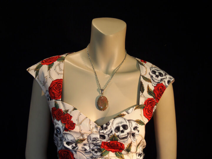 Rockabilly Skulls and Roses Flesh Sweetheart Dress