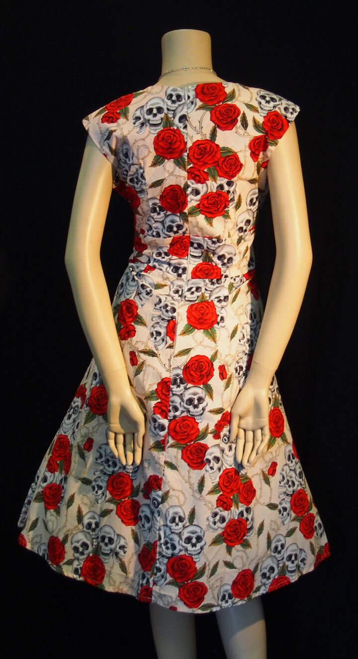 Rockabilly Skulls and Roses Flesh Sweetheart Dress